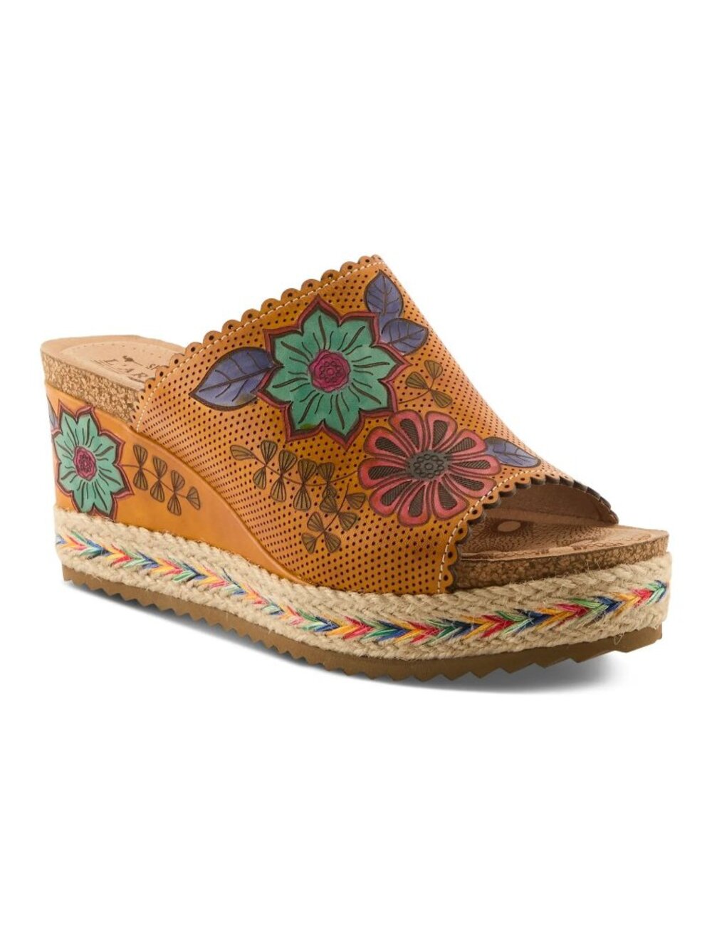 LArtiste By Spring Step Floral Embossed Sandals Espadrille Wedge Heel Size 38 - Picture 10 of 11